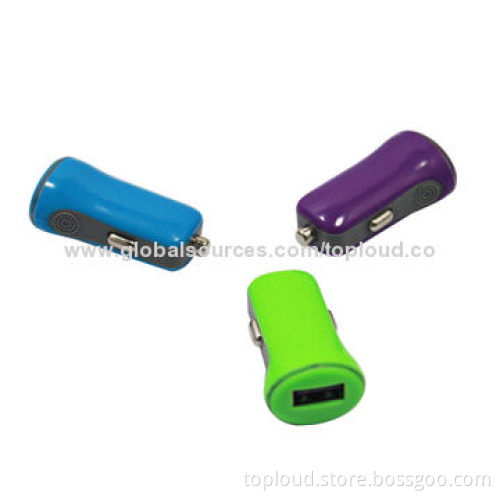 2.1A Car Chargers, USB or DC Connector, 12-24V DC, 5V/2.1A, Suitable for iPhoneNew
